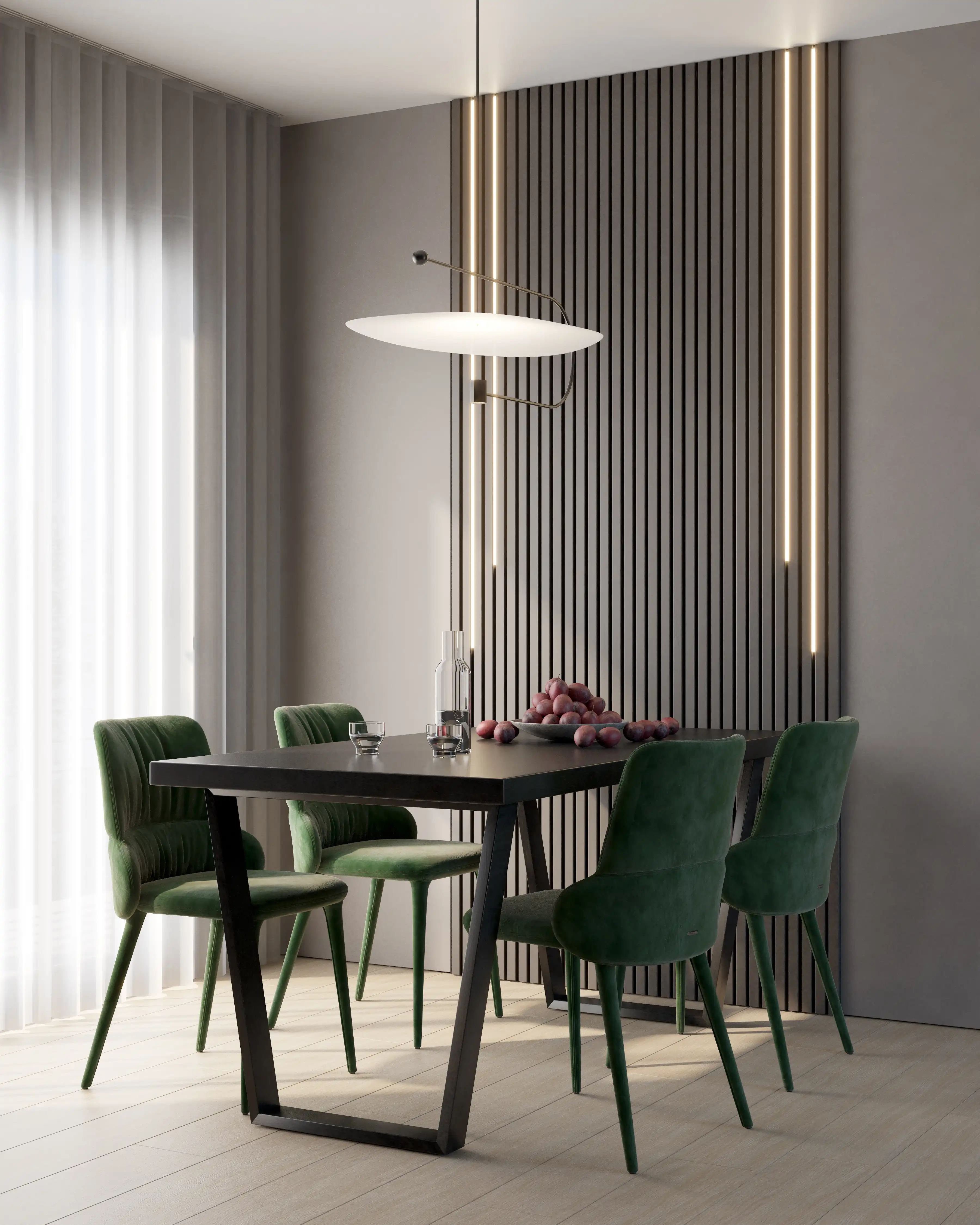 Akustikpaneele mit LED-Beleuchtung – benzwood Esszimmer in Anthrazit